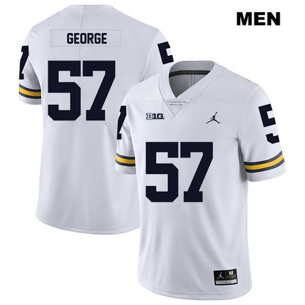 Men's NCAA Michigan Wolverines Joey George #57 White Jordan Brand Authentic Stitched Legend Football College Jersey KF25M60CE